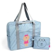 ◎。Bafa。◎ 韓國 LINE FRIENDS FOLDING BAG 熊大兔兔 可摺疊可掛行李箱肩背包收納旅行袋