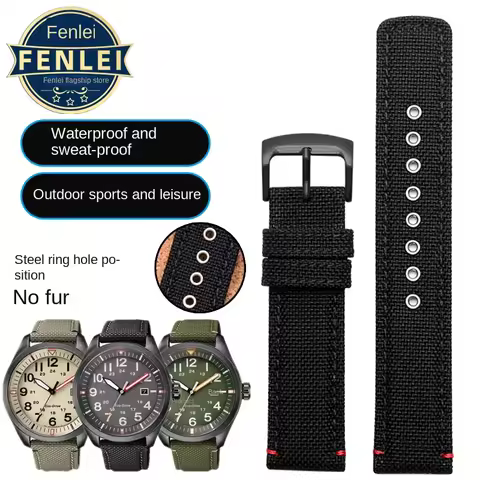 Nylon Watch Strap For Citizen Eco Drive Aw5005/1365 Timex Seiko Bracelet Men's Waterproof Cowhide Bo