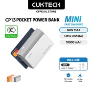 【3C  Certification】CUKTECH Mini Powerbank 10000mAh 30W Max Fastcharging Powerbank iP16/15/14