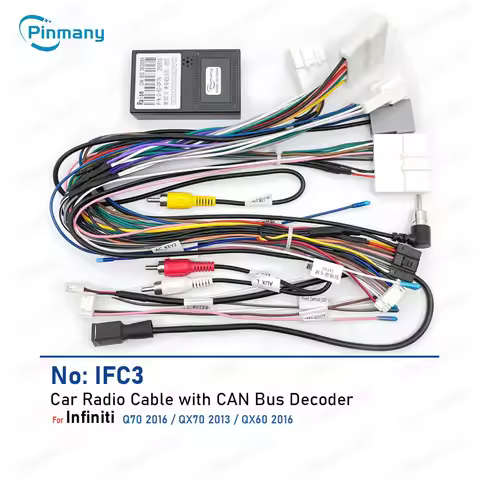 Car radio cable connector IFC3 android head unit power wiring harness adapter with CAN Bus Decoder f