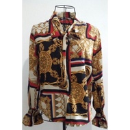 Chain Blouse Ribbon Tie Neck