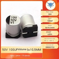 ตัวเก็บประจุแบบอิเล็กโทรไลติกอลูมิเนียม SMD 10ชิ้น6.3V 10V 10V 16V 25V 35V 50V 1UF 2.2UF 4.7UF 10UF 
