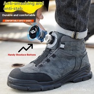 Rotating Buttons Work Boots Men Steel Toe Shoes Safety Boots Puncture-Proof Protective Shoes Waterpr