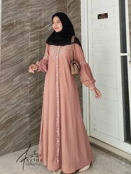 KV.GROSIR Dress Gamis ZAHRA Crinkle Airflow Bordir Premium Terbaru | Dress Wanita Polos Mix Bordir B