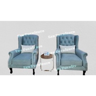 Kerusi Baldu Velvet Wing Chair 1 Seater Arm Chair Chesterfield Wing Chair