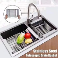 Expandable Dish Drying Rack Over Sink Stainless Steel Adjustable Dish Basket Drainer