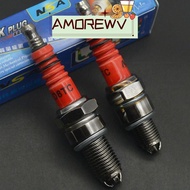 AMOR12WV Motorcycle Spark Plug, Metal 3 Triple Electrode Racing Sparking Plug, Universal A7TC D8TC D