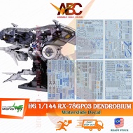 (Evo Monster) Waterslide Decal - HG 1/144 RX-78GP03D Dendrobium (5 pcs(Fluo) HGUC GP03D Model Kit Wa