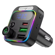 Car Bluetooth FM Transmitter Bluetooth 5.3 FM Transmitter 3 Ports Charger For Car FM/AUX Car Electro