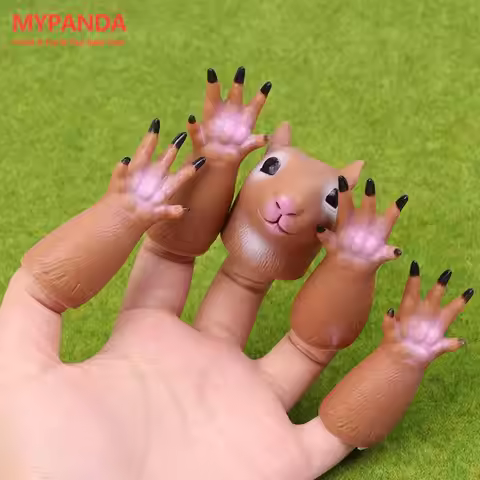 5pcs/set Squirrel Finger Hand Puppet Novelty Toys For Kids Birthday Party Cosplay Plaything Gift 11*