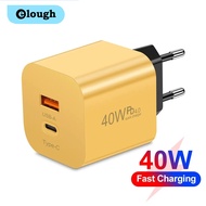 Elough Dual Ports 40W Fast Charging USB PD Charger Quick Charge 3.0 Wall Charger Mobile Phone PD Cha