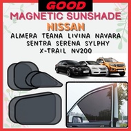 Nissan Magnetic Sunshade Almera Livina X-Trail Serena Sentra Teana Navara NV200 (4pcs) Accessories C
