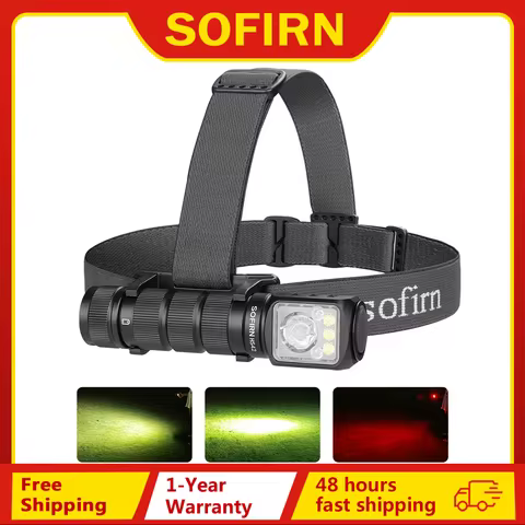 SOFIRN HS42 2100lm Headlamp 18650 USB C Rechargeable RED LED Flashlight SST40 LED EDC Torch with Mag