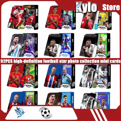 92PCS Football star Card Messi Ronaldo Mbappé Haaland Jude Bellingham LaCardmine Yamal Mini Collecti
