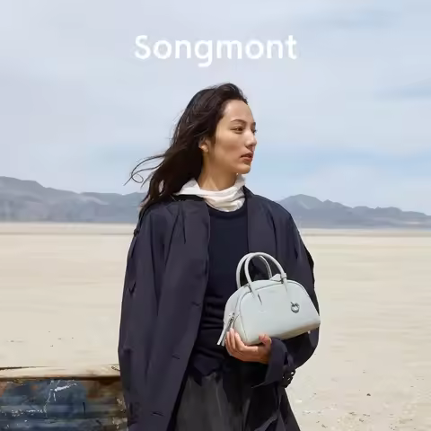 2025 Summer Songmont Trace Mini Bowling Bag Boston Tote for Women Light Luxury Style