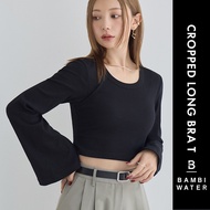 JAPAN PATENTED 24HRS Bra Padded Cropped Long Sleeve Top ｜ Anti-Sagging Push up Fit Sleep BAMBI WATER