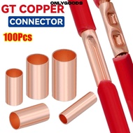 ONLYGOODS 100Pcs GT Copper Terminal Connecting Tube, Hole Passing Brass Wire Terminal Crimp, GT-1/1.