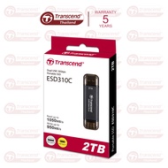 External SSD smallest 2TB : ESD310C Type-A and Type-C connectors : Transcend - รับประกัน 5ปี - มีใบก
