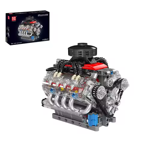 2025 New MOULD KING V8 Engine Building Kit, LSX454 Motorized DIY Model Car Toys for Boys/Adults