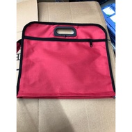 expanding file folder file buku sekolah Kanvas merah B4 Oxford, beg ritsleting lapisan dua, beg pers