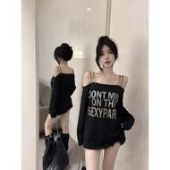 爆款 上衣女韓版 ins 潮 快速出货 印花 露肩 長袖 上衣 女 韓版 大码复古印花露肩长袖T恤女秋季2025新款宽松显瘦时尚外穿上衣女 Fast Shipping Large Size Retro