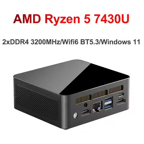 SZBOX X74 AMD Ryzen 5 7430U Mini PC Windows 11 2xDDR4 3200MHZ Pcie3.0 NVMe SSD Wifi6 BT5.3 4K Triple