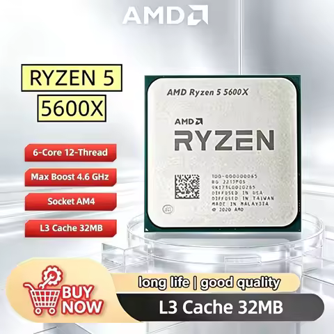 AMD Ryzen 5 5600X Unlocked Desktop CPU, 6-Core 12-Thread 4.6GHz, AM4 Socket Gaming Processor R5 5600