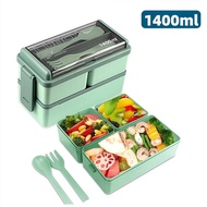 Lunch Box Stackable Food Container Microwave with Fox & Spoon Isolated Meal Box