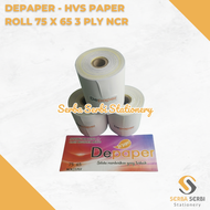 DEPAPER - (PAK) HVS PAPER ROLL / TELSTRUK / KERTAS STRUK KASIR 75 X 65 75X65 3 PLY NCR