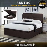 Living Mall Santos Queen Storage Bed Frame Fabric/Faux Leather with Mattress Package