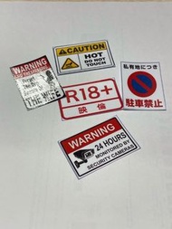 2張警告標誌標簽迷你雪櫃冰箱白板橡膠磁貼 Warning Sign Label Fridge Refrigerator White Board Rubber Magnets [WL001]