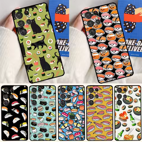 Food Sushi Soft Case For Samsung Galaxy S25 Ultra S9 S10 S20 FE S21 S22 S23 Plus S24 Ultra Funda Cov