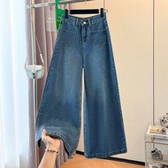 S~5XL retro denim pants loose straight baggy jeans pants wide leg mopping trousers