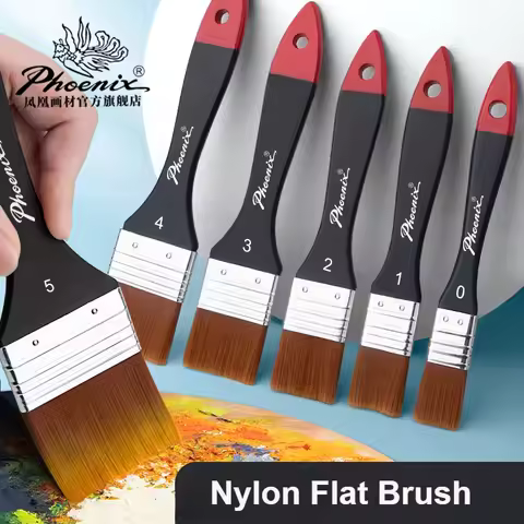 PHOENIX Flat Art Paint Brushes 1/3/5/8 Pcs Nylon Painting Brushes for Gesso, Acrylic, Watercolor, Wo