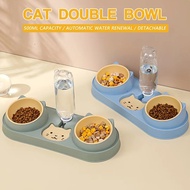 New Double Dog Cat Bowls with Water Dispenser Tilted Cat Food Dishes for Indoor Pet Easily Detached Wet and Dry Food Bowl Set