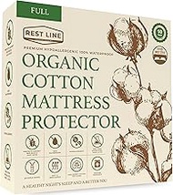Rest LINE 100% Cotton Organic Mattress Protector.Mattress Cover (Full/Double, 54x75in) Size, Organic