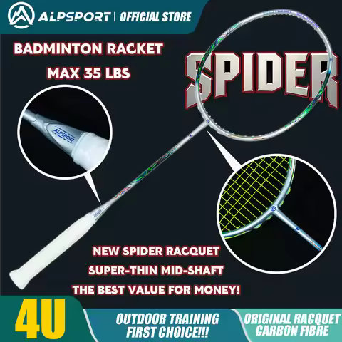 ALP SPIDER 4U G5 Eastic & Durable Badminton Racket Maximum Weight 35 Lbs Professional Carbon Fiber +