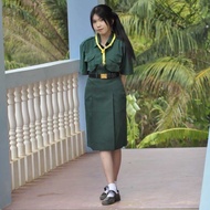 กระโปรงเนตรนารีทรงแคบ ( สีเขียว ) ตีเกล็ด5.5 กระเป๋าลับ ซิปซ่อน ( เอว21-46 นิ้ว พร้อมส่ง )