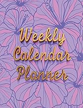 Weekly Calendar Planner (10/2/17 - 2/3/19) - 70 Weeks: Purple and Pink Flower Pattern, Gold Letters