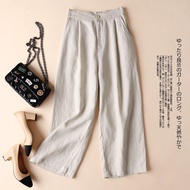 Women wide leg pants Cotton and linen Culottes casual loose nine long pants / celana wanita kulot pa