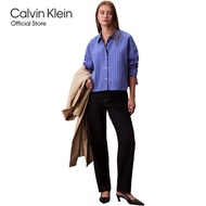 CALVIN KLEIN Stripe Cropped Boxy Button-Down Shirt Boxy Fit Womens