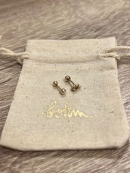 Dreambition 925純銀 厚鍍18k金 紐結耳環 不對稱耳環 轉珠耳環 金珠耳環 小金球耳環