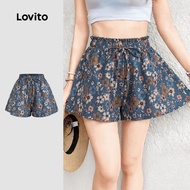 Lovito Boho Shorts Drawstring Spring/summer Shorts for Women STK8P2D749 Lovito Seluar Pendek Boho Co