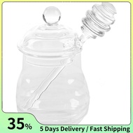 Transparent glass honey jar with lid Honey Jar with Dipper, Clear, 9 Ounces