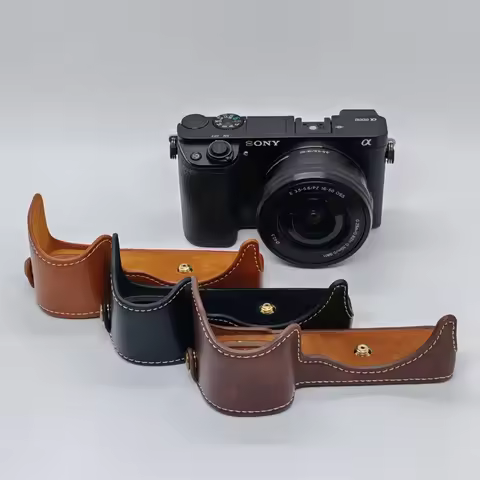 PU Leather Half Body Camera Case for Sony ILCE-6400 A6400 A6300 A6100 A6000 Camera Bottom Shell