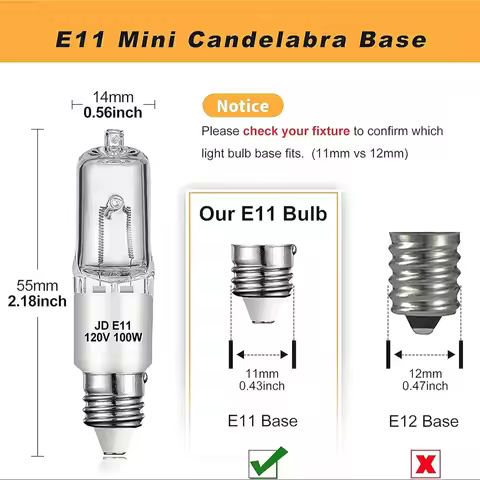 4x JDE11 120V 50W 75W 100W Halogen Mini Candelabra Bulb T4 JD E11 Bulb 2700K Warm White Dimmable Hal