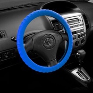 汽車方向盤矽膠套-【藍色】 可伸縮 方向盤套 方向盤皮套