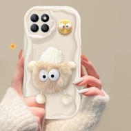 Casing Honor X6C HonorX6C Phone Case New Design Cute Cartoon 3D Plush Coal Ball Glossy Cream Lens Pr