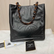 Chanel 小號黑色玳瑁托特包 tote