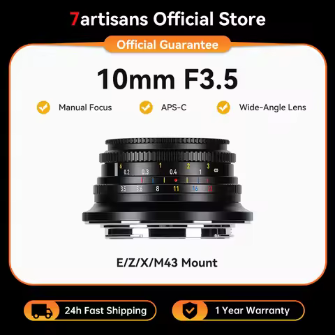 7artisans 10mm F3.5 APS-C 108° Ultra-Wide Angle Fixed Focus Lens for Camera Sony E Fujifilm XF Nikon
